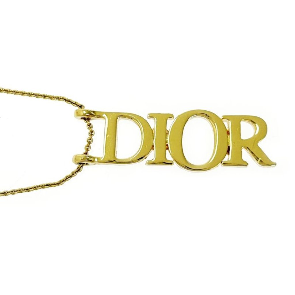 Christian Dior Gp Logo Necklace Gold Necklace